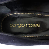 Sergio Rossi Godiva Pumps Navy Suede Size 37.5 Pointed Toe Heels available at CelebrityOwned.com img_8