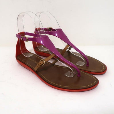 Sergio Rossi Jelly Sandals Cleo Purple/Red/Brown Colorblock Size 36 T-Strap Flat available at CelebrityOwned.com img_1