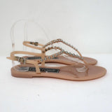 Sergio Rossi Khata Jelly Thong Sandals Nude/Silver Studded Rubber Size 38 available at CelebrityOwned.com img_2