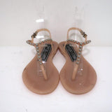 Sergio Rossi Khata Jelly Thong Sandals Nude/Silver Studded Rubber Size 38 available at CelebrityOwned.com img_4