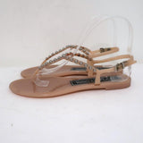 Sergio Rossi Khata Jelly Thong Sandals Nude/Silver Studded Rubber Size 38 available at CelebrityOwned.com img_6