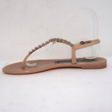 Sergio Rossi Khata Jelly Thong Sandals Nude/Silver Studded Rubber Size 38 available at CelebrityOwned.com img_7