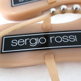 Sergio Rossi Khata Jelly Thong Sandals Nude/Silver Studded Rubber Size 38 available at CelebrityOwned.com img_9