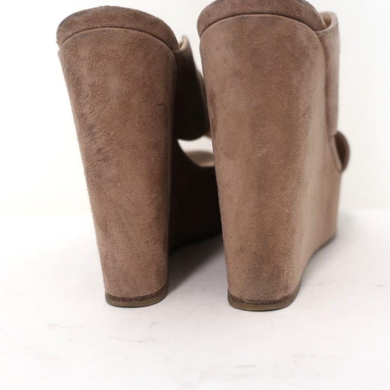 Sergio Rossi Platform Wedge Sandals Alma Beige Suede Size 38 Crisscross Heel available at CelebrityOwned.com img_8