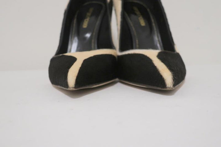 Sergio Rossi Pumps Black/Cream Giraffe Print Pony Hair Size 36 Pointed Toe Heel available at CelebrityOwned.com img_4
