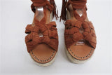Sigerson Morrison Espadrille Sandals Cosie Brown Suede Size 7.5 Ankle Wrap Wedge available at CelebrityOwned.com img_3