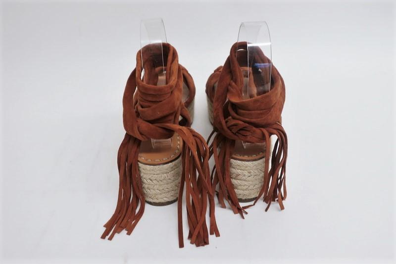 Sigerson Morrison Espadrille Sandals Cosie Brown Suede Size 7.5 Ankle Wrap Wedge available at CelebrityOwned.com img_6
