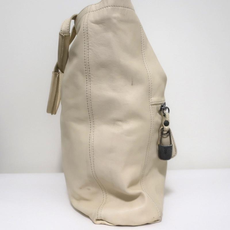 Sissi Rossi Safety Pin Shoulder Bag Cream Leather Large Tote available at CelebrityOwned.com img_5