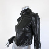 Skaist Taylor Leather Jacket Black Size 2 Buckled Sleeves available at CelebrityOwned.com img_4