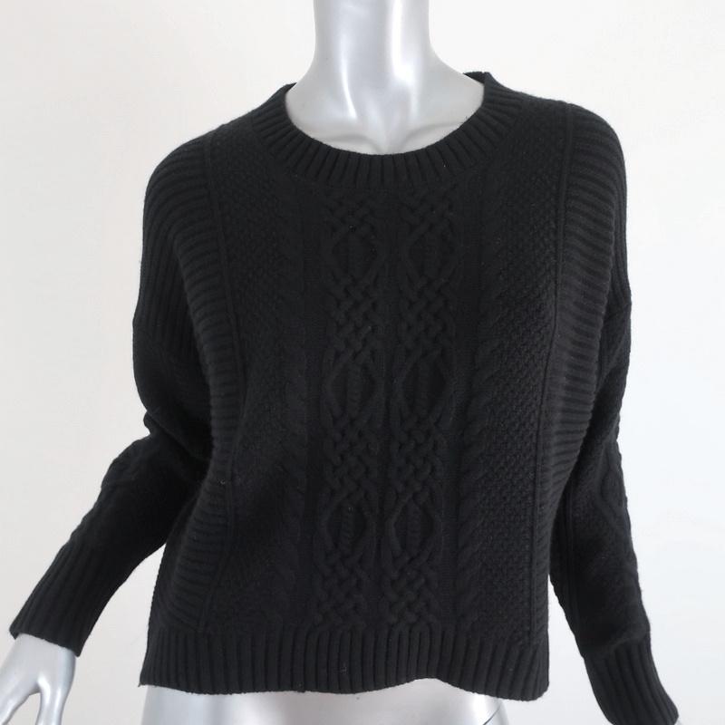 Skull Cashmere Sweater Black Ribbed & Cable Knit Wool-Cashmere Size Small available at CelebrityOwned.com img_1