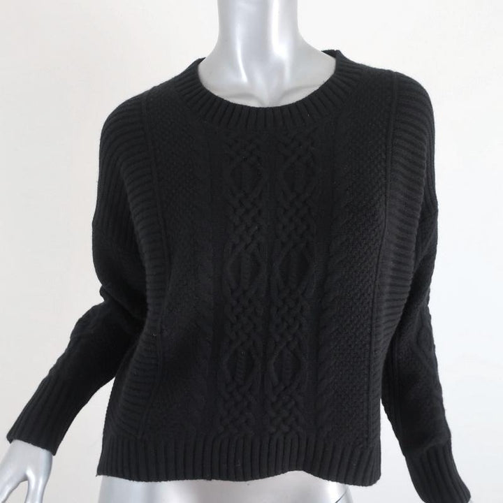 Skull Cashmere Sweater Black Ribbed &amp; Cable Knit Wool-Cashmere Size Small available at CelebrityOwned.com img_1