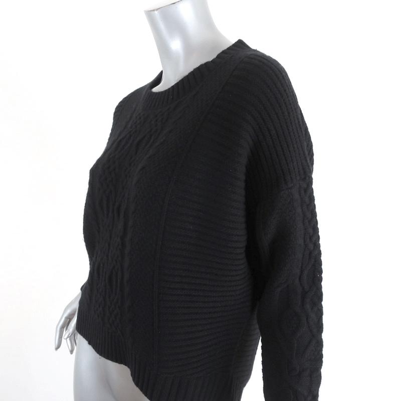 Skull Cashmere Sweater Black Ribbed &amp; Cable Knit Wool-Cashmere Size Small available at CelebrityOwned.com img_2