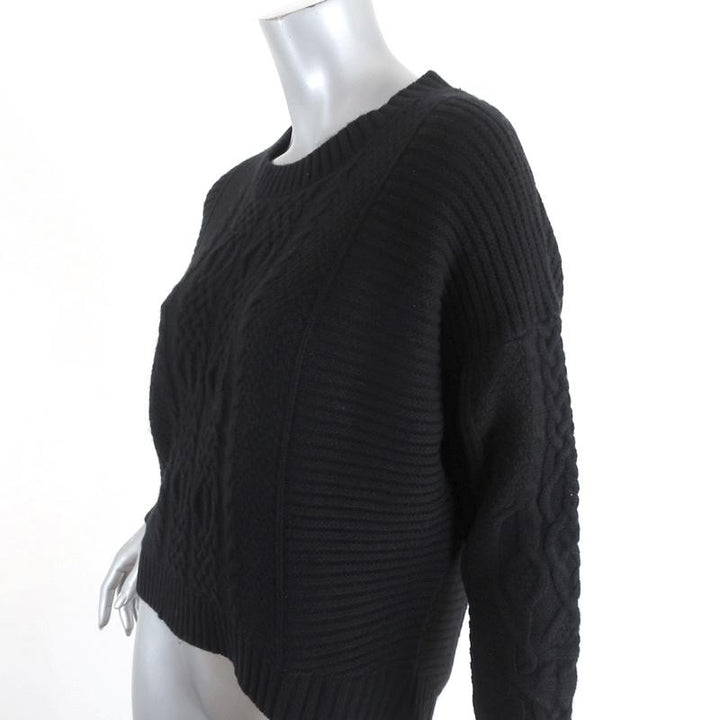 Skull Cashmere Sweater Black Ribbed &amp; Cable Knit Wool-Cashmere Size Small available at CelebrityOwned.com img_2