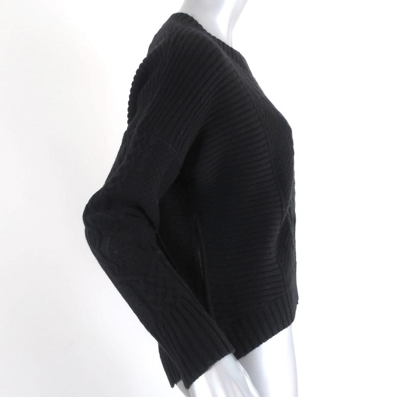 Skull Cashmere Sweater Black Ribbed &amp; Cable Knit Wool-Cashmere Size Small available at CelebrityOwned.com img_3
