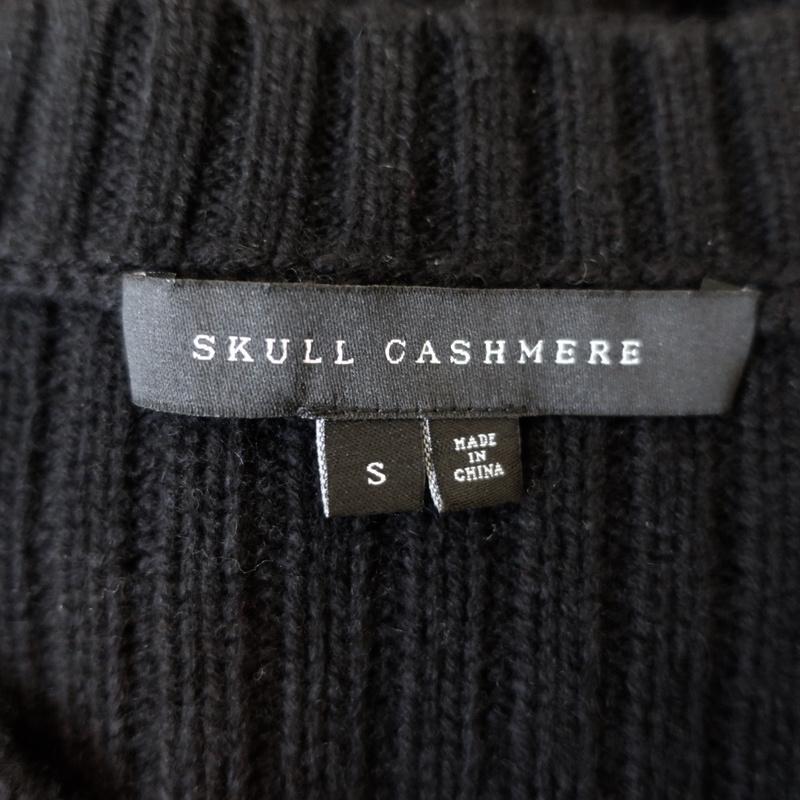 Skull Cashmere Sweater Black Ribbed &amp; Cable Knit Wool-Cashmere Size Small available at CelebrityOwned.com img_5