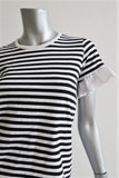 Sonia by Sonia Rykiel Eyelet Ruffle-Trim Tee Black/White Stripe Size Large available at CelebrityOwned.com img_2