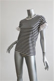 Sonia by Sonia Rykiel Eyelet Ruffle-Trim Tee Black/White Stripe Size Large available at CelebrityOwned.com img_3