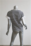 Sonia by Sonia Rykiel Eyelet Ruffle-Trim Tee Black/White Stripe Size Large available at CelebrityOwned.com img_4