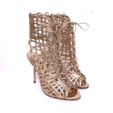 Sophia Webster Delphine Lace-Up Sandals Rose Gold Metallic Leather Size 36.5 available at CelebrityOwned.com img_1