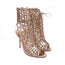 Sophia Webster Delphine Lace-Up Sandals Rose Gold Metallic Leather Size 36.5