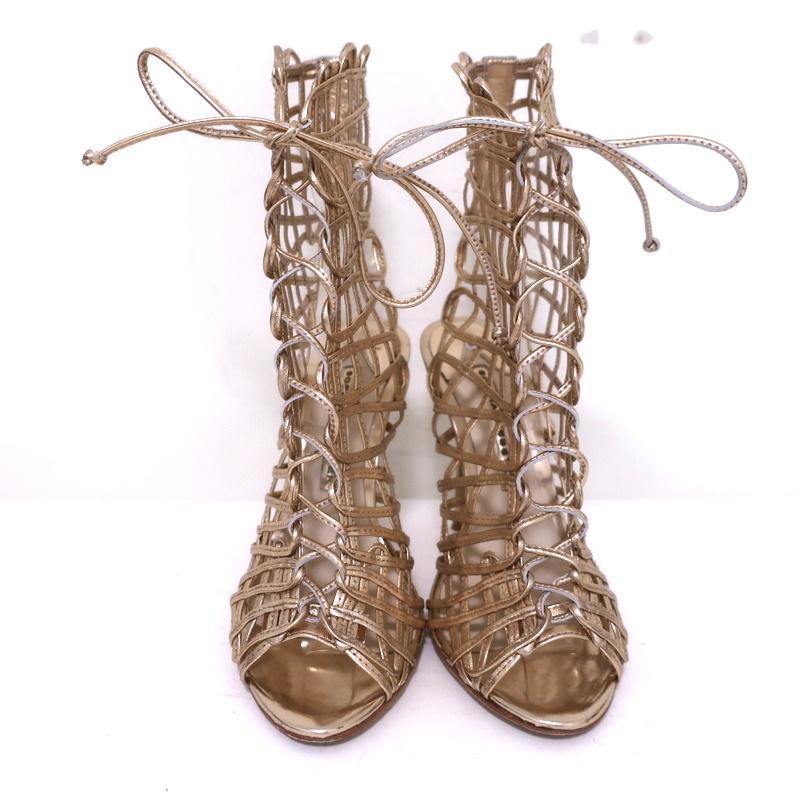 Sophia Webster Delphine Lace-Up Sandals Rose Gold Metallic Leather Size 36.5 available at CelebrityOwned.com img_3