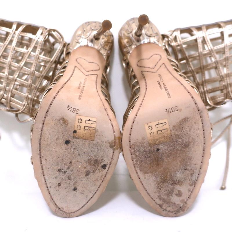 Sophia Webster Delphine Lace-Up Sandals Rose Gold Metallic Leather Size 36.5 available at CelebrityOwned.com img_9