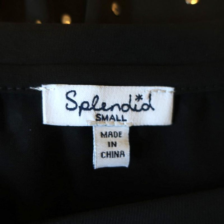 Splendid Studded Tee Eclipse Black Sandwash Jersey Size Small Short Sleeve Top available at CelebrityOwned.com img_6