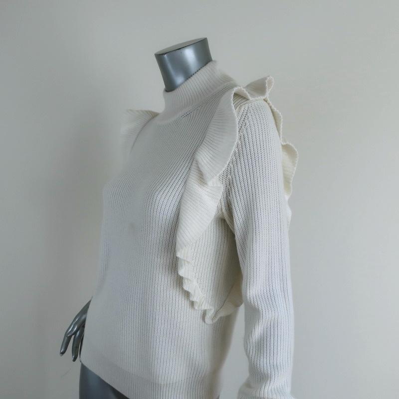 Splendid x Margherita Mock Neck Sweater Amico White Ruffled Knit Size Small available at CelebrityOwned.com img_4
