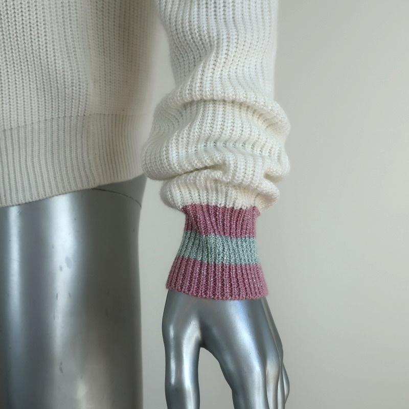 Splendid x Margherita Mock Neck Sweater Amico White Ruffled Knit Size Small available at CelebrityOwned.com img_5