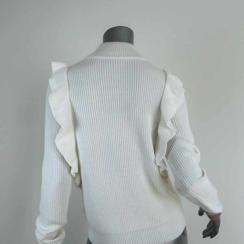 Splendid x Margherita Mock Neck Sweater Amico White Ruffled Knit Size Small available at CelebrityOwned.com img_6