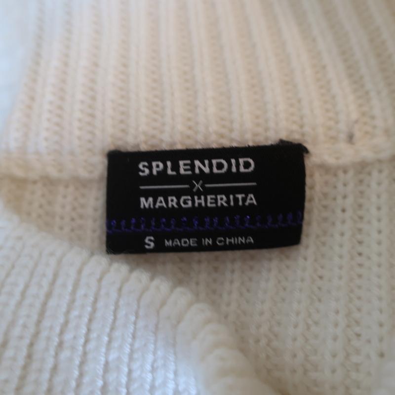 Splendid x Margherita Mock Neck Sweater Amico White Ruffled Knit Size Small available at CelebrityOwned.com img_7