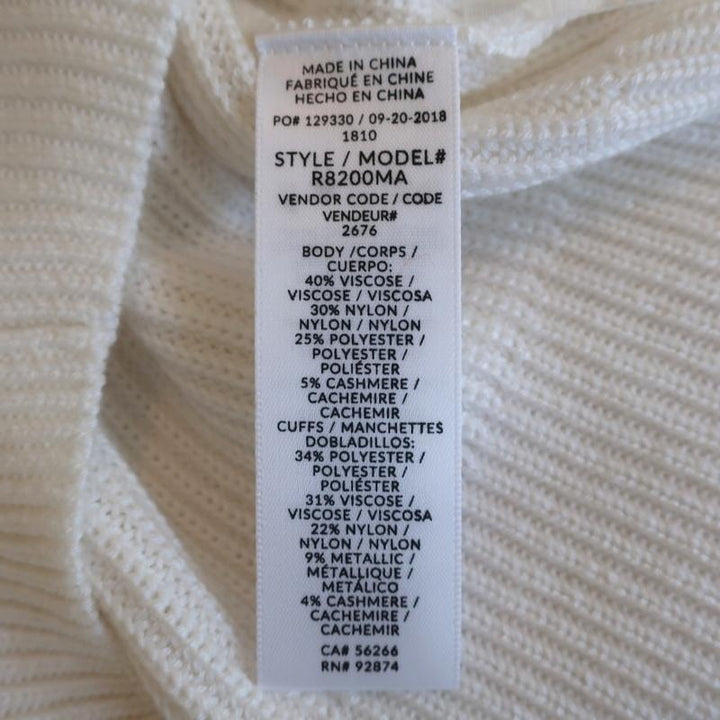 Splendid x Margherita Mock Neck Sweater Amico White Ruffled Knit Size Small available at CelebrityOwned.com img_8