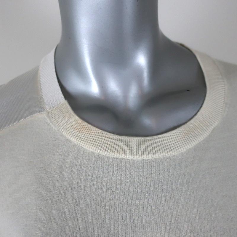 St. John Sweater Ivory Wool-Blend Paneled Knit Size Medium Crewneck Pullover available at CelebrityOwned.com img_2