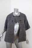 Stella Jean Tweed Jacket Beige/Navy Houndstooth Plaid Size 42 Short Sleeve available at CelebrityOwned.com img_1