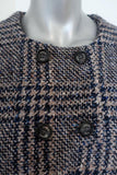 Stella Jean Tweed Jacket Beige/Navy Houndstooth Plaid Size 42 Short Sleeve available at CelebrityOwned.com img_3