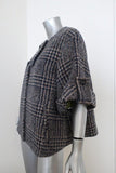 Stella Jean Tweed Jacket Beige/Navy Houndstooth Plaid Size 42 Short Sleeve available at CelebrityOwned.com img_5