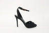 Stella Luna Sandals Black Crepe Size 36 Ankle Strap Heel
