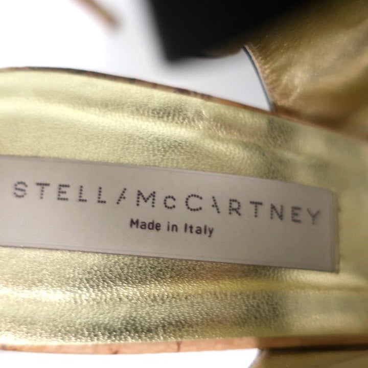 Stella McCartney Cage Sandals Black Satin &amp; Cork Size 37 Ankle Strap Heels available at CelebrityOwned.com img_8