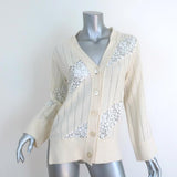 Stella McCartney Cardigan Cream Lace-Trim Cashmere-Wool Size 36 V-Neck Sweater available at CelebrityOwned.com img_1