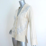 Stella McCartney Cardigan Cream Lace-Trim Cashmere-Wool Size 36 V-Neck Sweater available at CelebrityOwned.com img_3