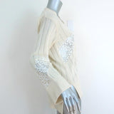 Stella McCartney Cardigan Cream Lace-Trim Cashmere-Wool Size 36 V-Neck Sweater available at CelebrityOwned.com img_4