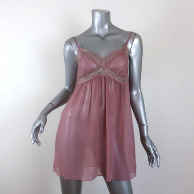 Stella McCartney Chemise Pink Lace-Trim Silk Size Medium Mini Slip Dress available at CelebrityOwned.com img_1