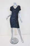 Stella McCartney Dress Navy/Black Sequined Ombre Chiffon Size 38 Short Sleeve available at CelebrityOwned.com img_1