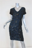 Stella McCartney Dress Navy/Black Sequined Ombre Chiffon Size 38 Short Sleeve available at CelebrityOwned.com img_3