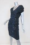 Stella McCartney Dress Navy/Black Sequined Ombre Chiffon Size 38 Short Sleeve available at CelebrityOwned.com img_4