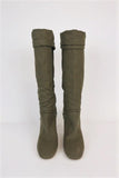 Stella McCartney Knee High Boots Olive Frayed Canvas Size 41 High Heel available at CelebrityOwned.com img_2