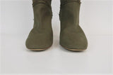 Stella McCartney Knee High Boots Olive Frayed Canvas Size 41 High Heel available at CelebrityOwned.com img_3