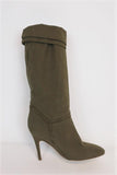 Stella McCartney Knee High Boots Olive Frayed Canvas Size 41 High Heel available at CelebrityOwned.com img_5