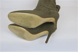 Stella McCartney Knee High Boots Olive Frayed Canvas Size 41 High Heel available at CelebrityOwned.com img_8