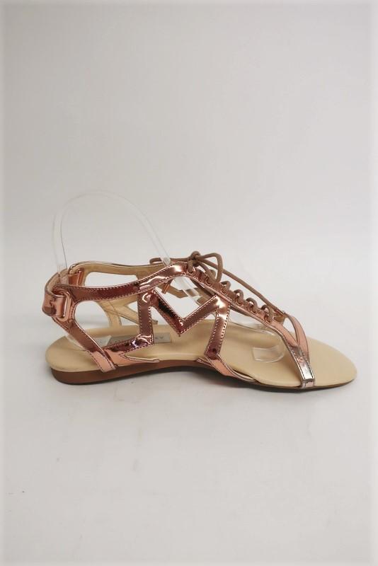 Stella McCartney Lucy Star Sandals Rose Gold Metallic Faux Leather Size 38.5 available at CelebrityOwned.com img_4